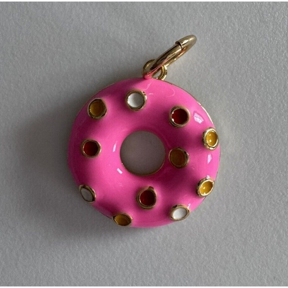 New Oak & Ivy Crystal Donut Pendant Charm Gemstone , 1" Pink NEW